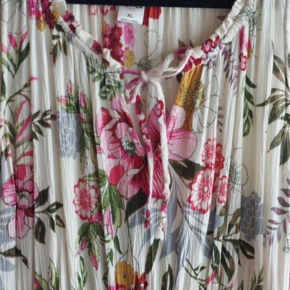 Bila Cream and Pink Tropical Floral Print Sleeveless Tank Midi Sundress - Picture 7 of 7